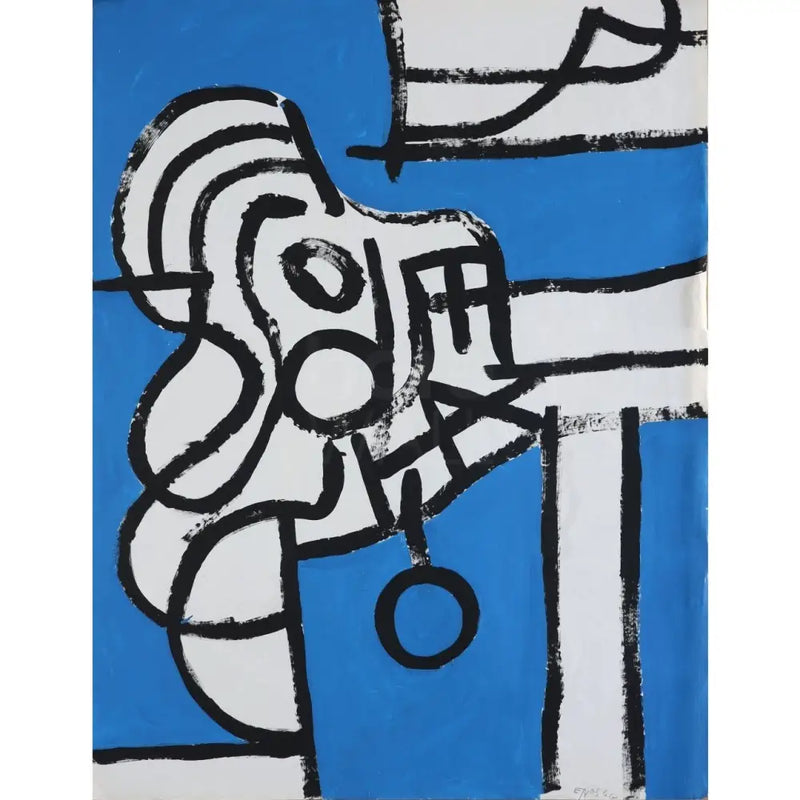 EN020P Abstract Kneeling Figure c1960 by Enos Lovatt Original Art from Barewall Art Gallery
