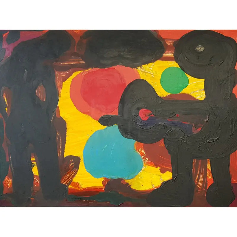 EN040 Large Mixed Media Semi Abstract on Card by Enos Lovatt Original Art from Barewall Art Gallery