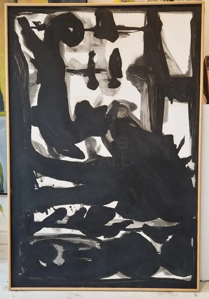 EN043 Black and White Gestural I 1989 by Enos Lovatt Original Art from Barewall Art Gallery