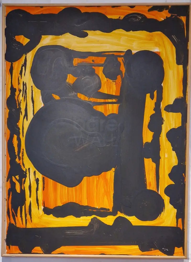 EN045 Black and Orange Gestural I 1989 by Enos Lovatt Original Art from Barewall Art Gallery