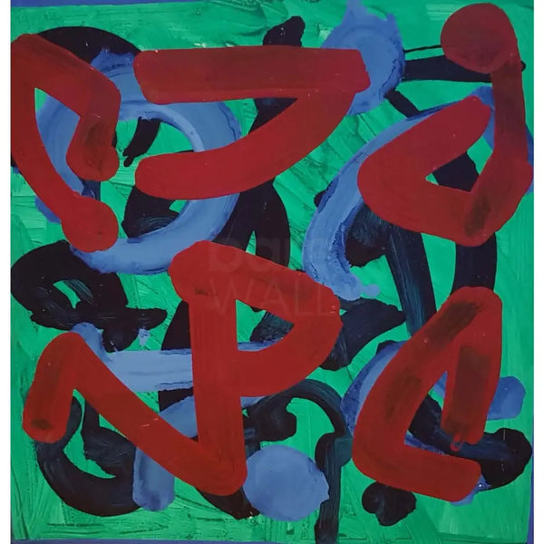 EN047 Untitled on green acrylic flow by Enos Lovatt Original Art from Barewall Art Gallery