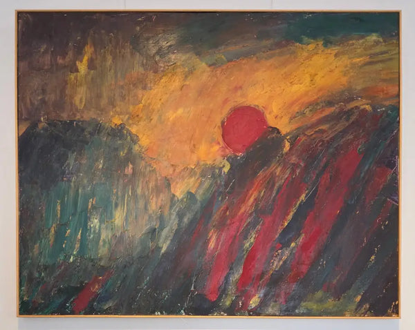 EN073 Sunset in Valley Landscape Oil c1960s by Enos Lovatt Original Art from Barewall Art Gallery