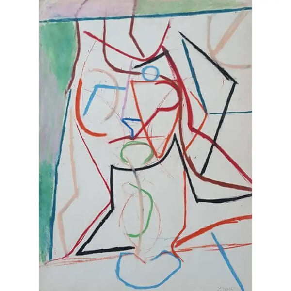 EN07P Linear Head of Young Girl on Paper by Enos Lovatt Original Art from Barewall Art Gallery