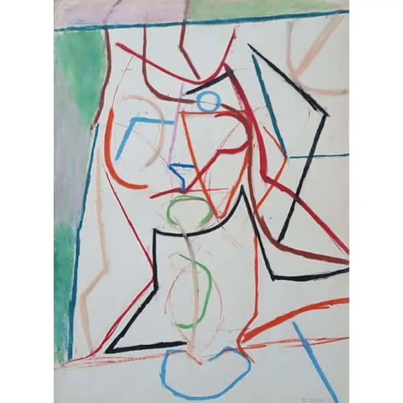 EN07P Linear Head of Young Girl on Paper by Enos Lovatt Original Art from Barewall Art Gallery