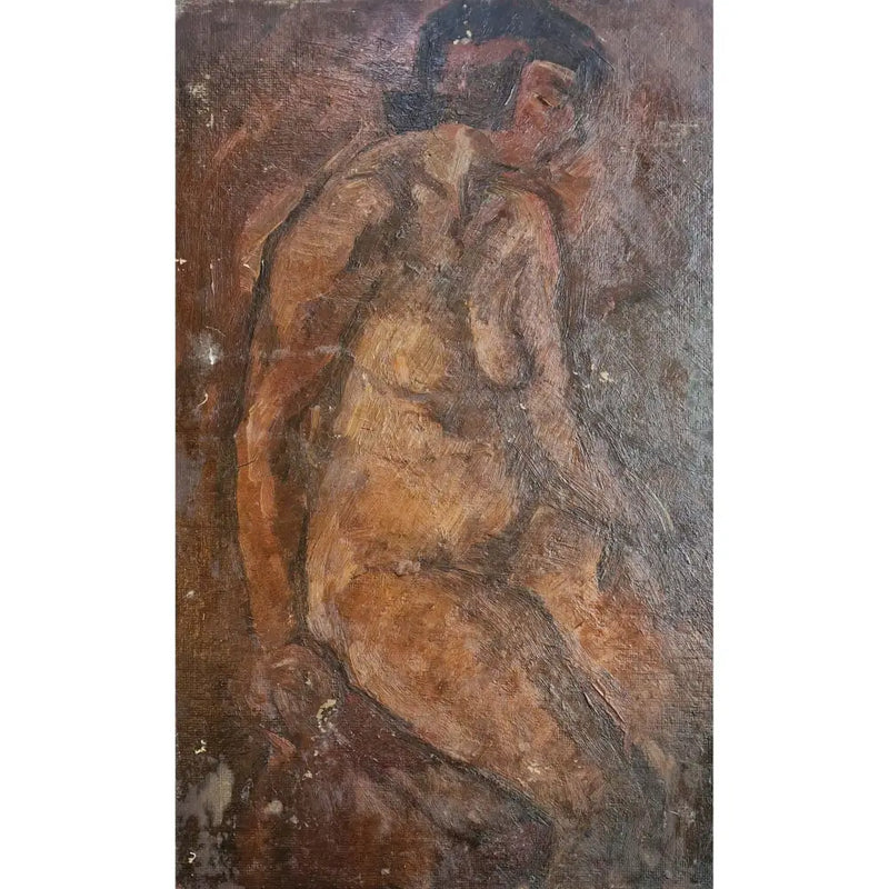 EN15Oil Female Nude Standing c1950s by Enos Lovatt Original Art from Barewall Art Gallery