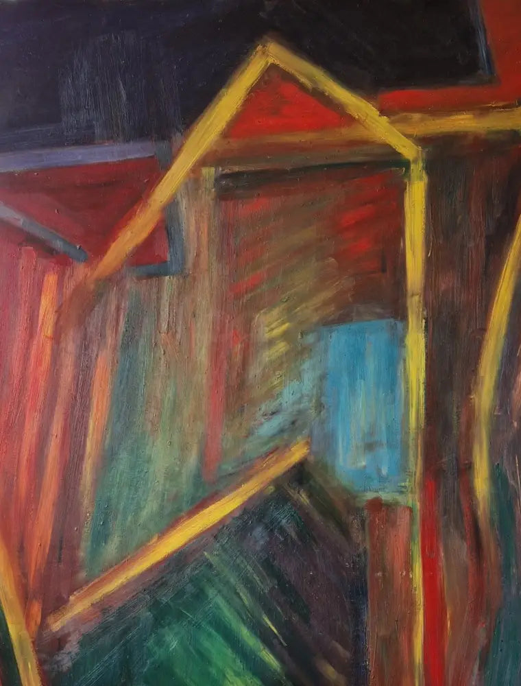 EN25Oil Rooflines Abstract c1950s by Enos Lovatt Original Art from Barewall Art Gallery