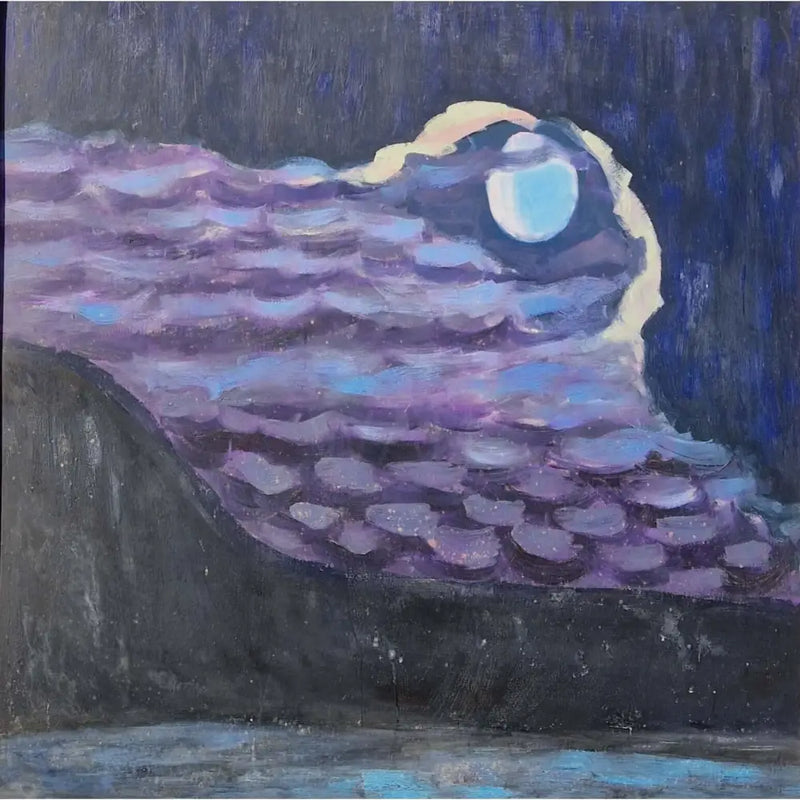 ENL002 Coast with Moon (Blue) by Enos Lovatt Original Art from Barewall Art Gallery