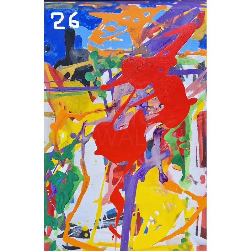 ENLA001 Small Acrylic Flow Series 1990s by Enos Lovatt 26 - SOLD Original Art from Barewall Art Gallery