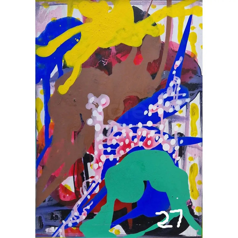 ENLA001 Small Acrylic Flow Series 1990s by Enos Lovatt 27 - SOLD Original Art from Barewall Art Gallery