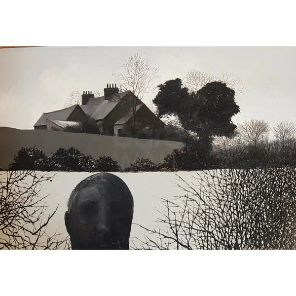 Farmhouse with Head 1974 Oil by Jack Simcock Original Art from Barewall Art Gallery
