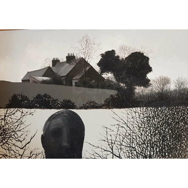 Farmhouse with Head 1974 Oil by Jack Simcock Original Art from Barewall Art Gallery