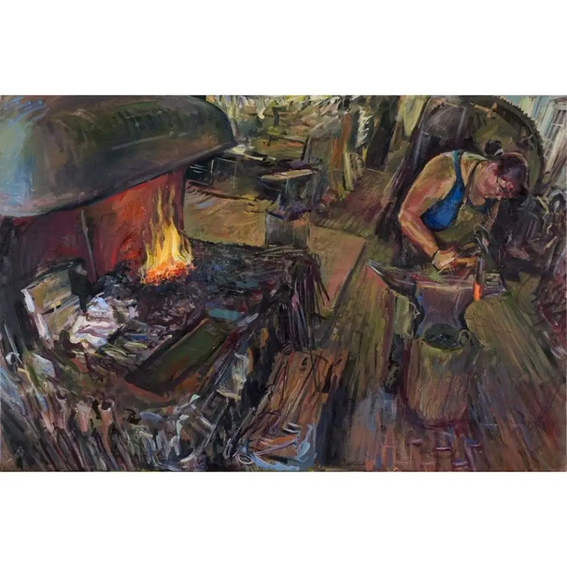 Female Blacksmith 2011 by Rob Pointon Original Art from Barewall Art Gallery