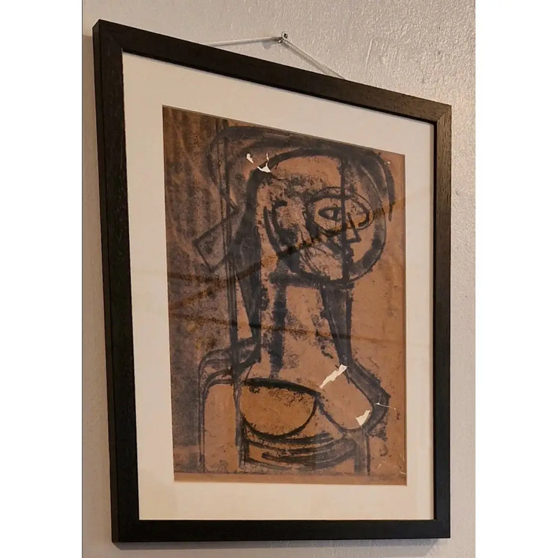 Female Nude Monoprint 1966 by John Shelton Original Art from Barewall Art Gallery