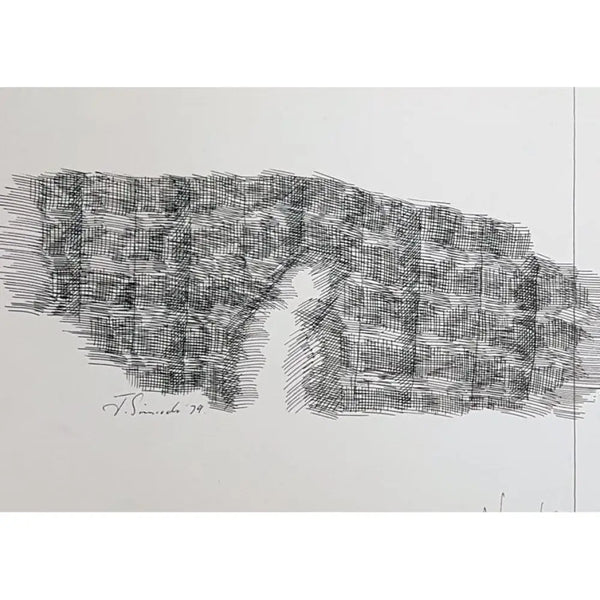 Figure in Landscape Drawing 1979 by Jack Simcock Original Art from Barewall Art Gallery