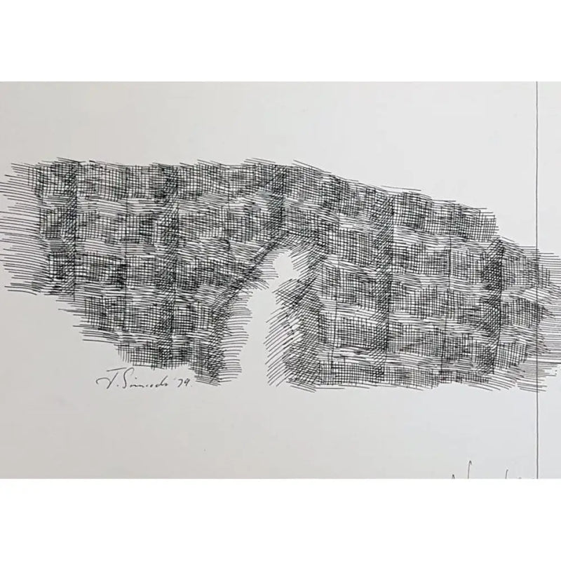 Figure in Landscape Drawing 1979 by Jack Simcock Original Art from Barewall Art Gallery