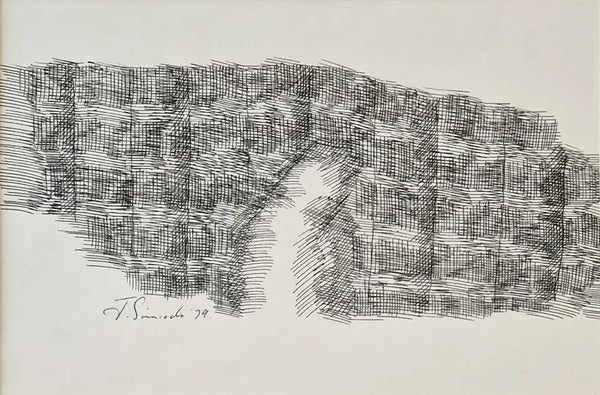 Figure in Landscape Drawing 1979 by Jack Simcock Original Art from Barewall Art Gallery