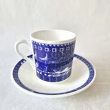 FLUX Archibex Collection by Rebecca Hogg for FLUX Stoke on Trent Tall espresso cup and saucer Cobalt Ceramics from Barewall Art Gallery