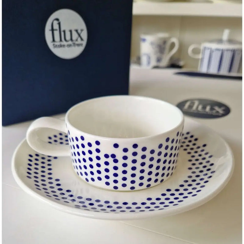 FLUX Bendot Collection by Marcus Steel for FLUX Stoke on Trent Espresso cup and saucer Cobalt Ceramics from Barewall Art Gallery