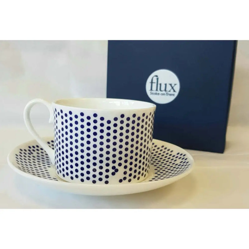 FLUX Bendot Collection by Marcus Steel for FLUX Stoke on Trent Tea cup and saucer Cobalt Ceramics from Barewall Art Gallery