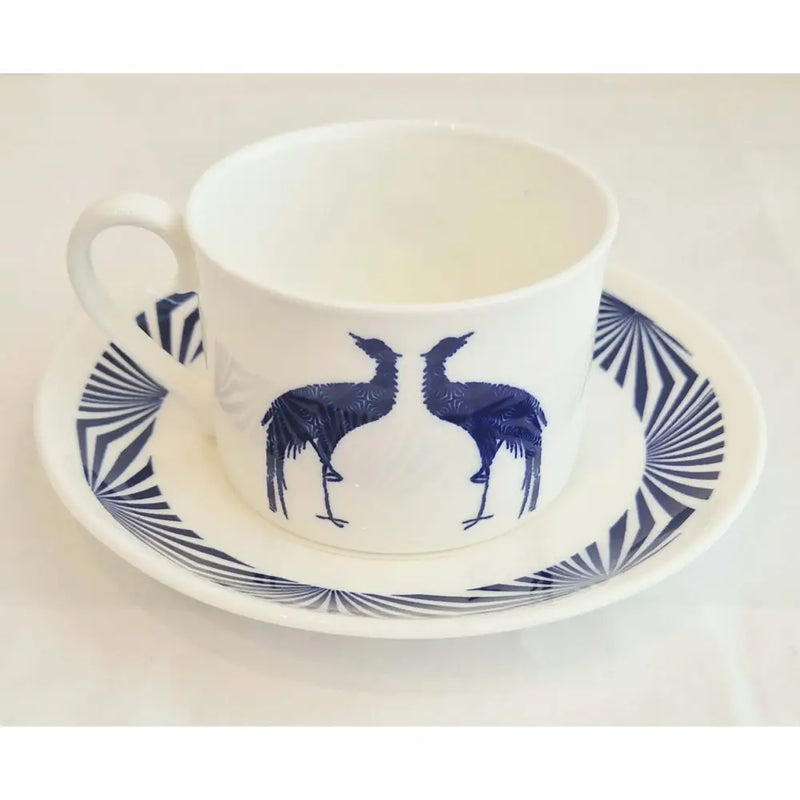 FLUX Geometrix Collection by Sarah Callard for FLUX Stoke on Trent Tea cup and saucer Cobalt Ceramics from Barewall Art Gallery