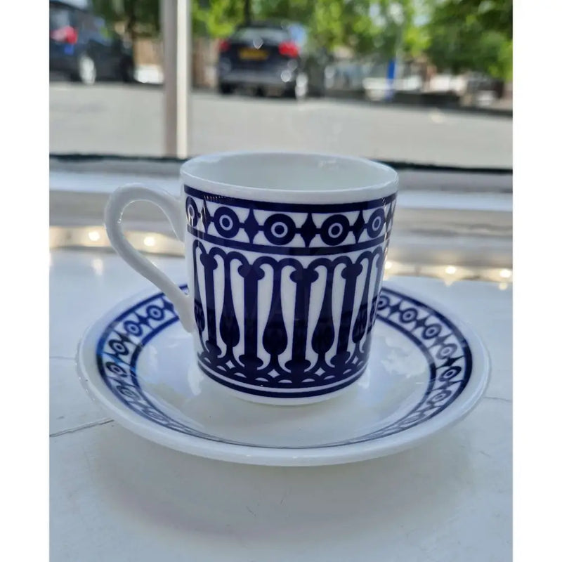 FLUX Novella Collection by Marcus Steel for FLUX Stoke on Trent Tall espresso cup and saucer Cobalt Ceramics from Barewall Art Gallery