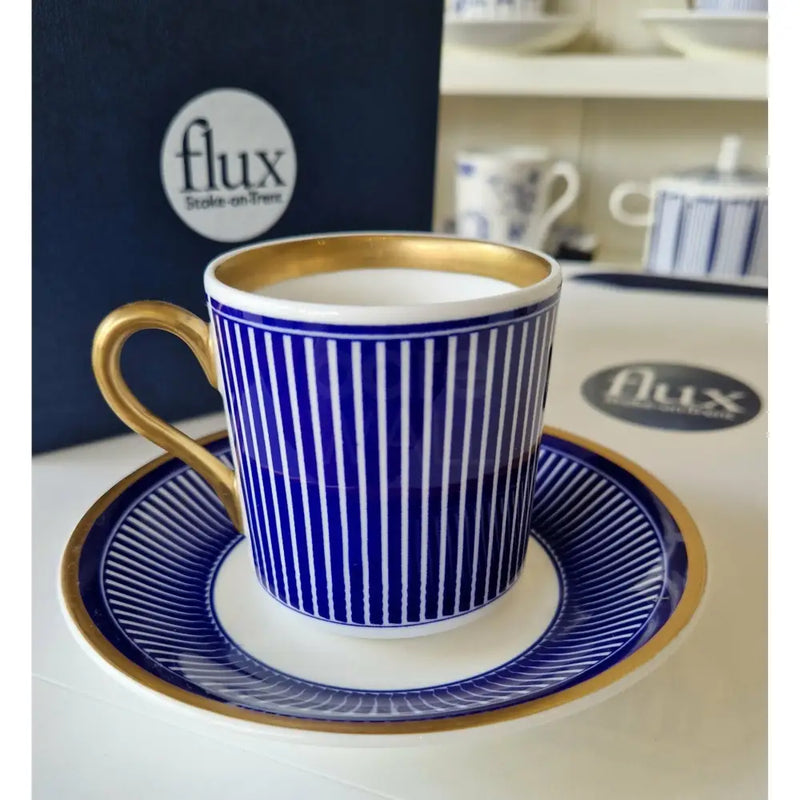 FLUX Solas Collection by Anthony Horrigan for FLUX Stoke on Trent Tall espresso cup and saucer Gold Ceramics from Barewall Art Gallery