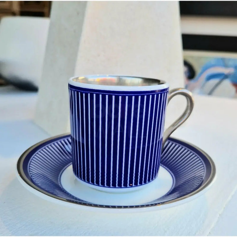 FLUX Solas Collection by Anthony Horrigan for FLUX Stoke on Trent Tall espresso cup and saucer Platinum Ceramics from Barewall Art Gallery