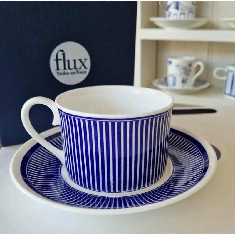 FLUX Solas Collection by Anthony Horrigan for FLUX Stoke on Trent Tea cup and saucer Cobalt Ceramics from Barewall Art Gallery