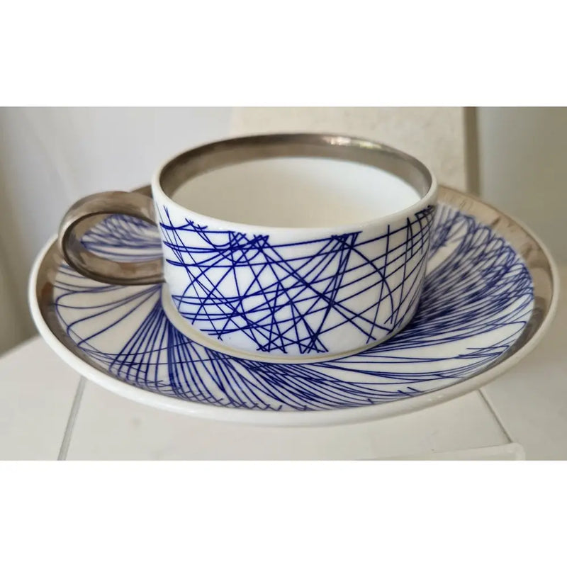 FLUX Spiro Collection by Harry Davies for FLUX Stoke on Trent Espresso cup and saucer Platinum Ceramics from Barewall Art Gallery