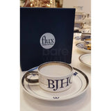 FLUX Type Matters range by Jim Williams for FLUX Stoke on Trent Espresso cup and saucer Platinum Ceramics from Barewall Art Gallery