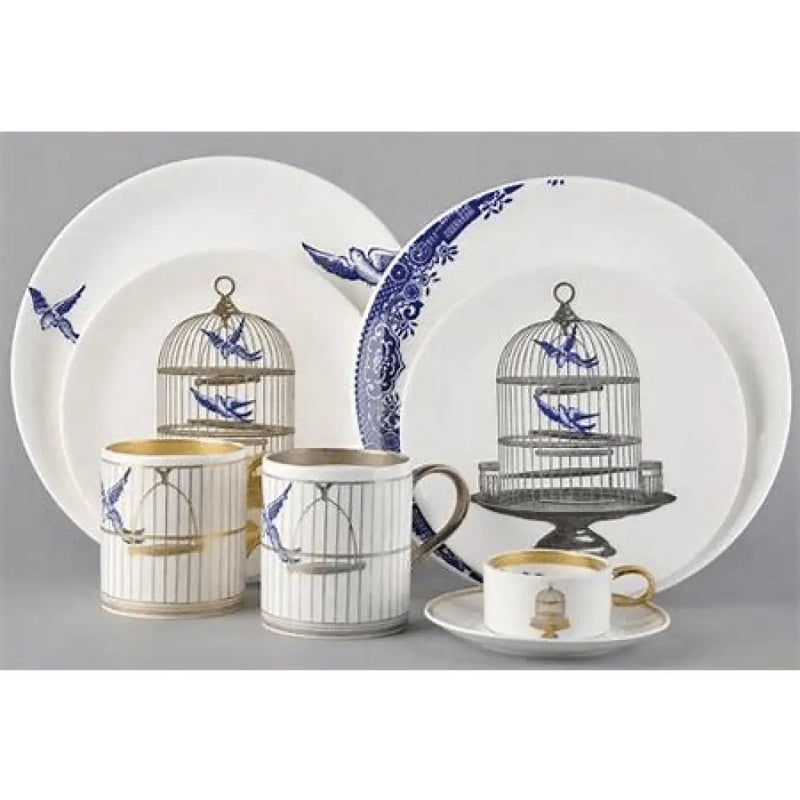 FLUX Willow Blues range by Jenna Stanton for FLUX Stoke on Trent Espresso cup and saucer Gold Ceramics from Barewall Art Gallery