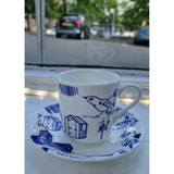 FLUX Zoo range by Rebecca Hogg for FLUX Stoke on Trent Tall espresso cup and saucer Cobalt Ceramics from Barewall Art Gallery