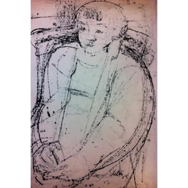 Girl Seated 1959 by John Shelton Original Art from Barewall Art Gallery