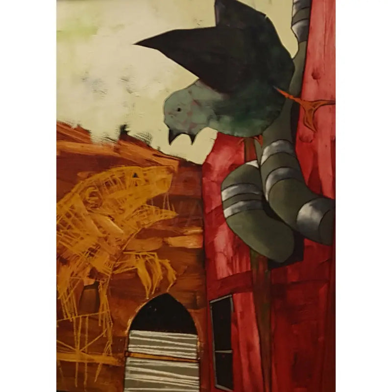 Golden Bear Guards the Indoor Market 2022 by Russell Gregory Original Art from Barewall Art Gallery