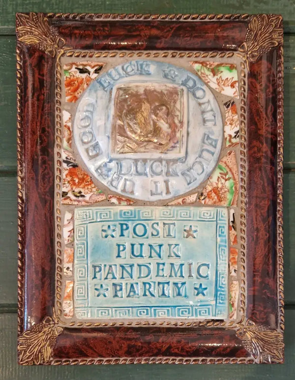 Good Luck and Dont Fuck It Up Duck Post Punk 2023 by Philip Hardaker Ceramics from Barewall Art Gallery