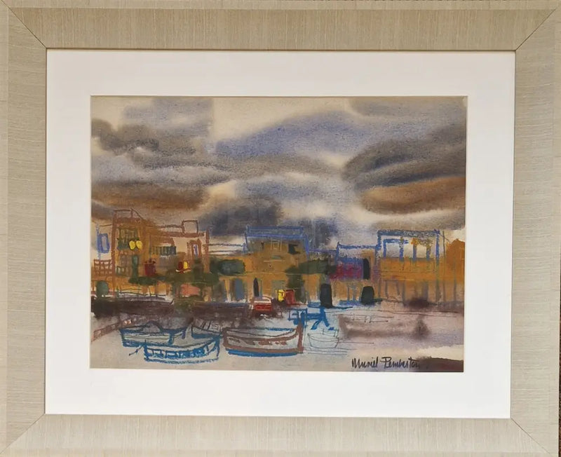 Greek Harbour c1980s by Muriel Pemberton Original Art from Barewall Art Gallery