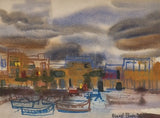 Greek Harbour c1980s by Muriel Pemberton Original Art from Barewall Art Gallery
