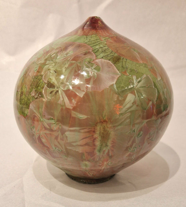 Hand Thrown Green and Red Crystalline Onion Form by Peter Cosentino by Barewall