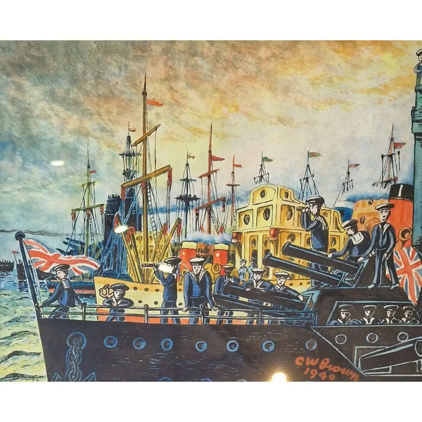Harbour 1940 by CW Brown Original Art from Barewall Art Gallery
