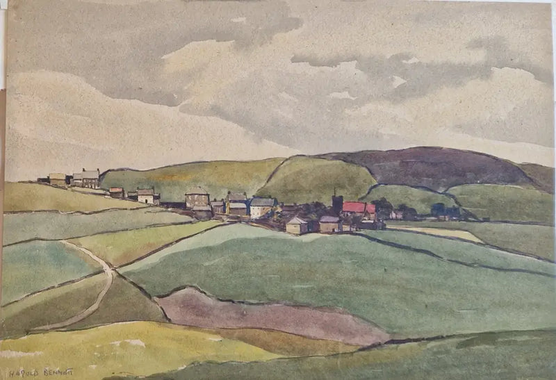 HBW006 Moorland Village by Harold Bennett Original Art from Barewall Art Gallery