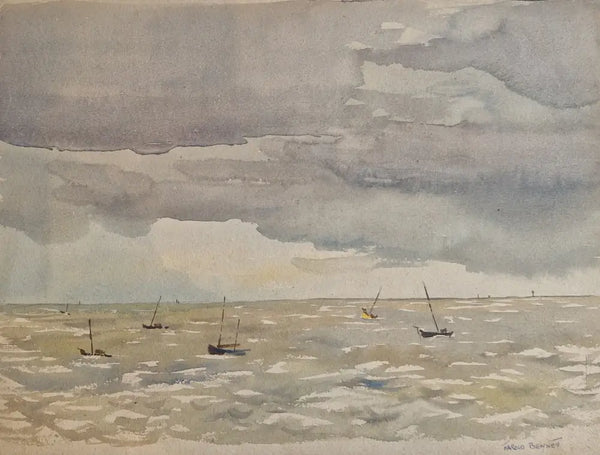 HBW010 Bobbing Boats at Sea by Harold Bennett Original Art from Barewall Art Gallery