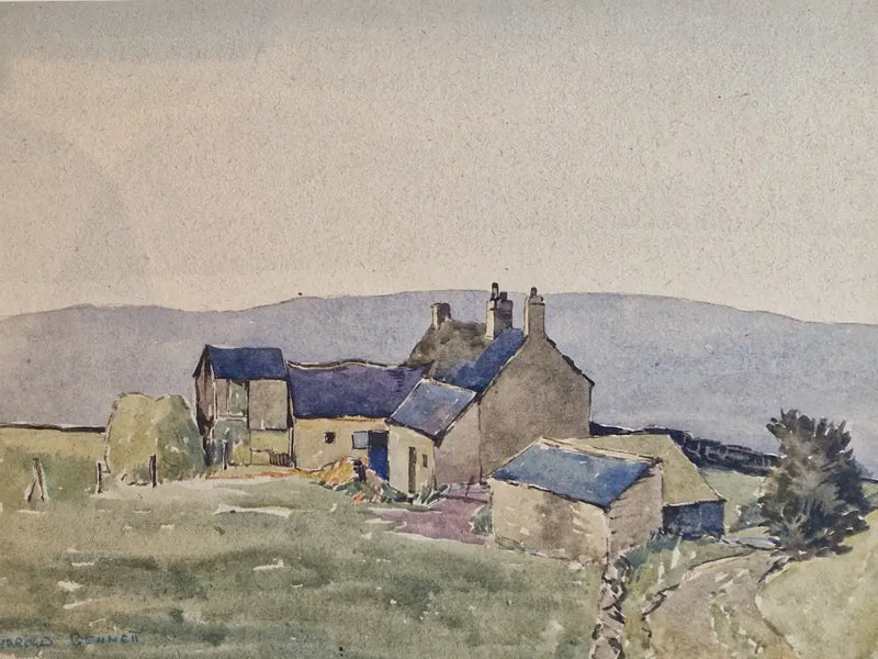 HBW012 Farmhouse at Cloud End by Harold Bennett Original Art from Barewall Art Gallery