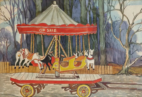 HBW023 Fairground Carousel by Harold Bennett c1930s Original Art from Barewall Art Gallery