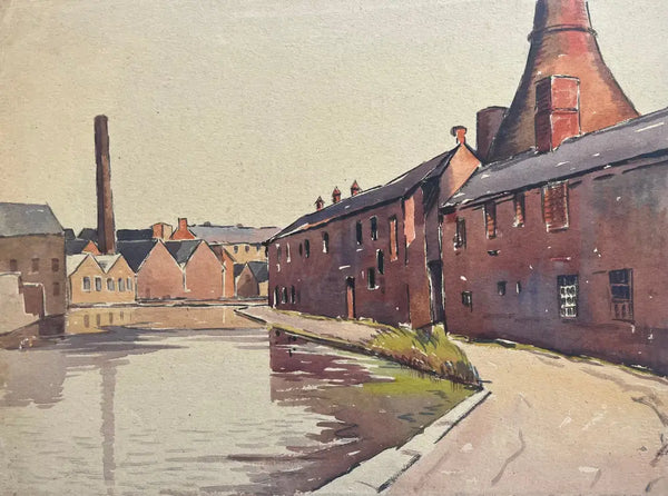 HBW032 Potbank by Canal c1930s by Harold Bennett Original Art from Barewall Art Gallery