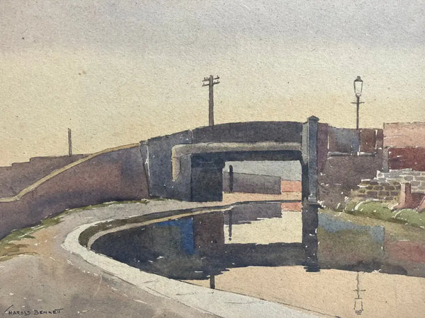 HBW036 Evening, Canal Shelton c1930s by Harold Bennett Original Art from Barewall Art Gallery