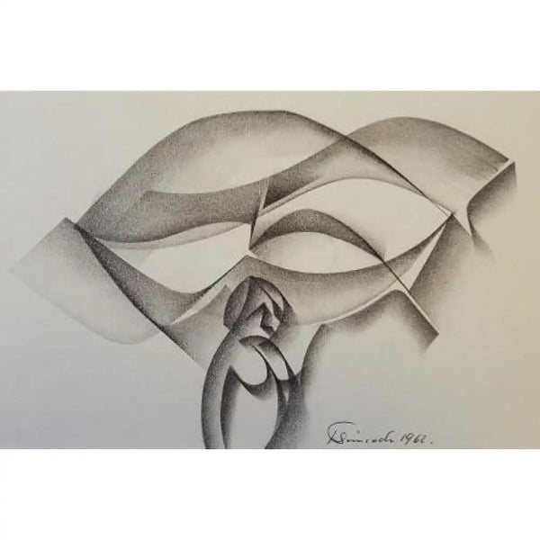 Head and Landscape Drawing 1962 by Jack Simcock Original Art from Barewall Art Gallery