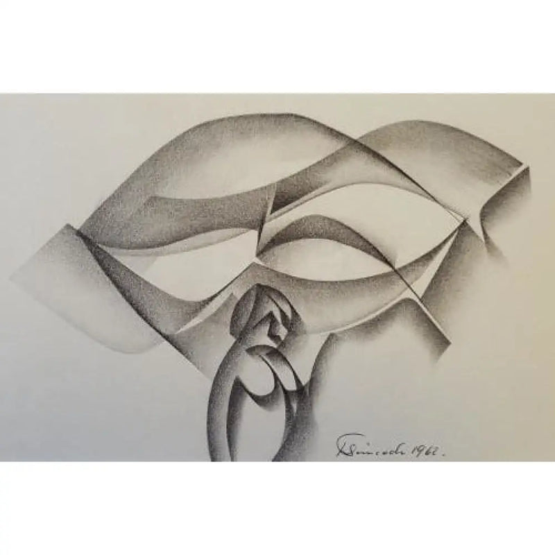 Head and Landscape Drawing 1962 by Jack Simcock Original Art from Barewall Art Gallery