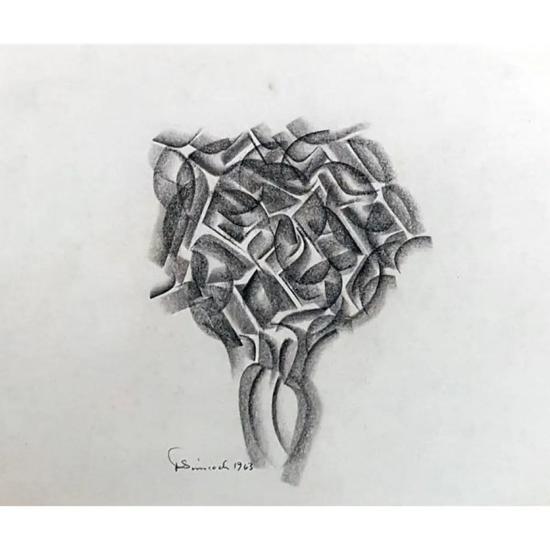 Head and Landscape Drawing 1963 by Jack Simcock Original Art from Barewall Art Gallery