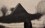 Head and Shed in Snow 1964 Oil Painting by Jack Simcock Original Art from Barewall Art Gallery