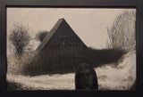 Head and Shed in Snow 1964 Oil Painting by Jack Simcock Original Art from Barewall Art Gallery